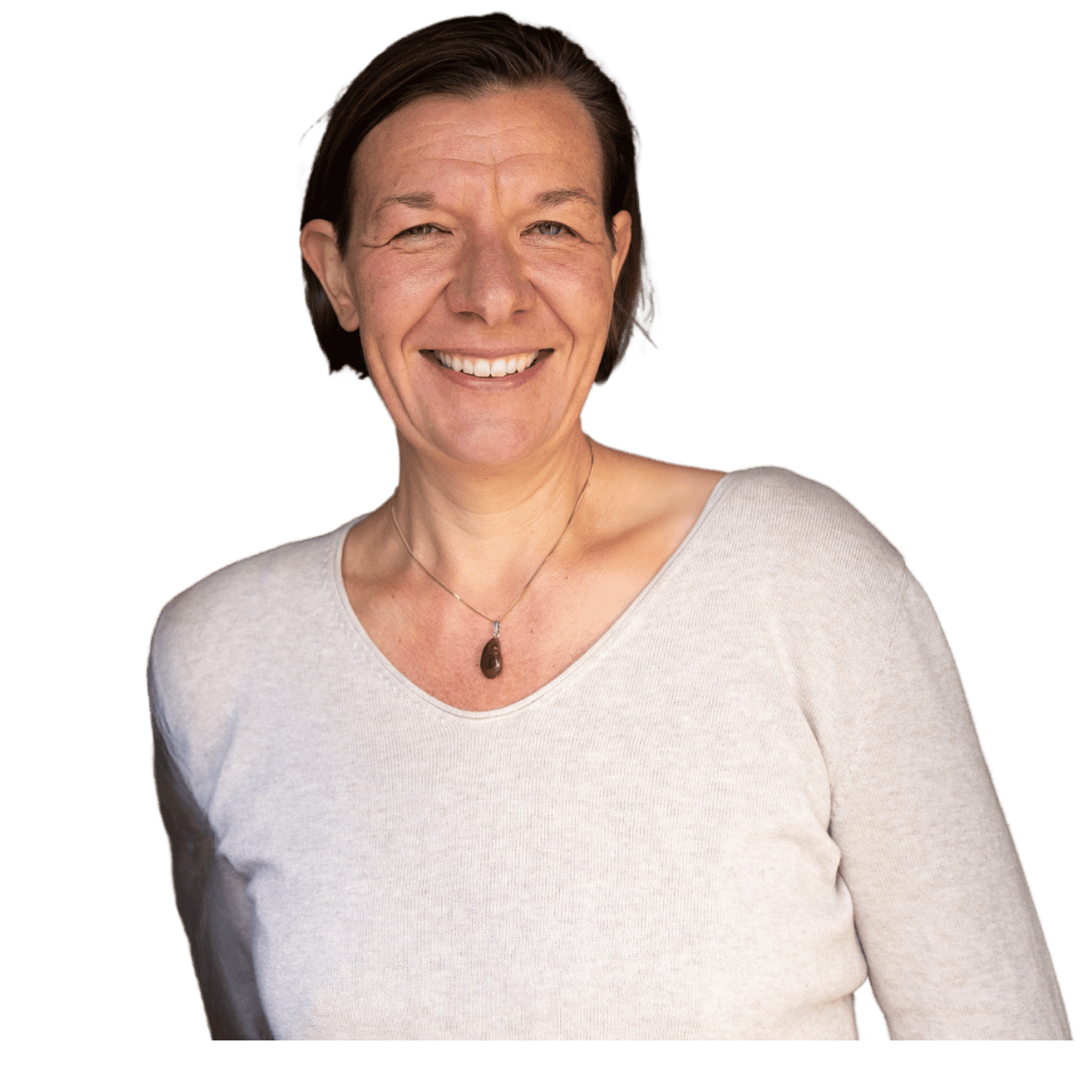 Claudia Weißer Pulli Claudia Ostwald lächelnd